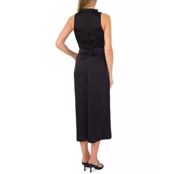 CeCe Womens Formal Black Satin Ruched Side-Split Long Dress/Gown Size 10 NWT - Picture 3 of 3